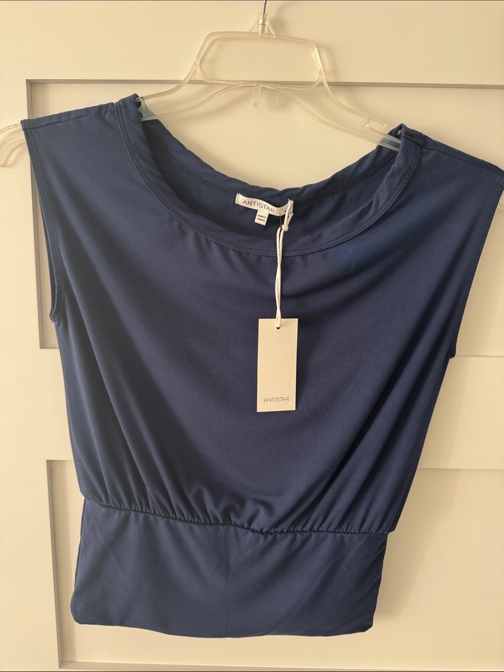 Women's Navy Blue Sleeveless Waist-Detail Dress